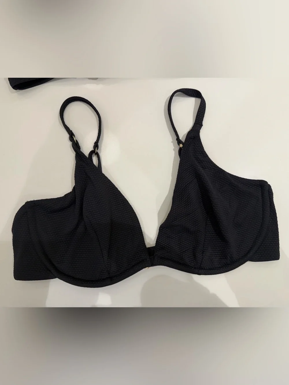 Maxswim Ryan Textured Underwire Bikini Top 38DD/E Black Pique